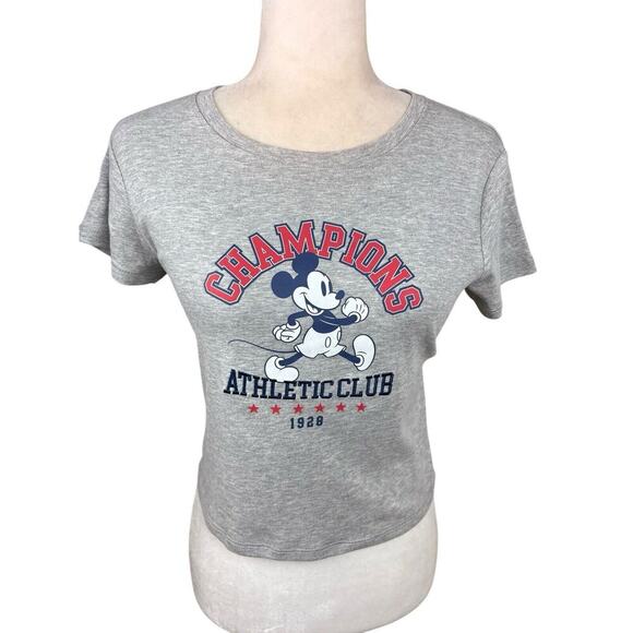 Disney Mickey Mouse T Shirt Womens Size S Gray Champions Graphic Cropped New - Picture 3 of 8